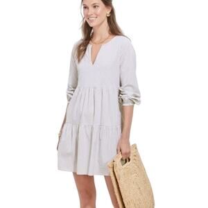 Vineyard Vines Harbor Seersucker Tiered Performance Dress Khaki XL